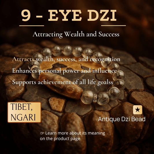 Tibetan Dzi Bead “9 Eyes” — Bracelet