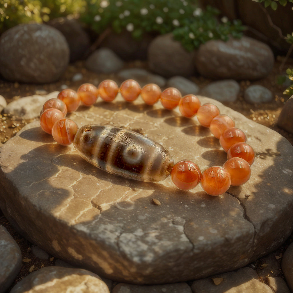 Tibetan Dzi Bead “4 Eyes” Bracelet