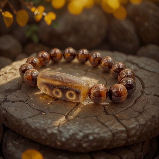 Tibetan Dzi Bead “9 Eyes” — Bracelet